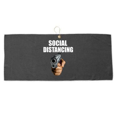 Funny Social Distancing Gun Large Microfiber Waffle Golf Towel