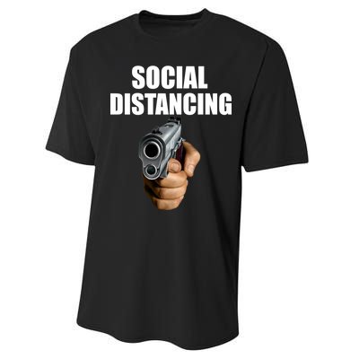 Funny Social Distancing Gun Performance Sprint T-Shirt