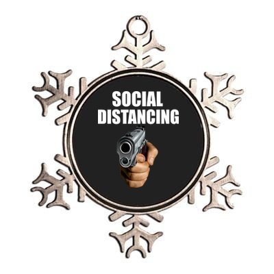 Funny Social Distancing Gun Metallic Star Ornament