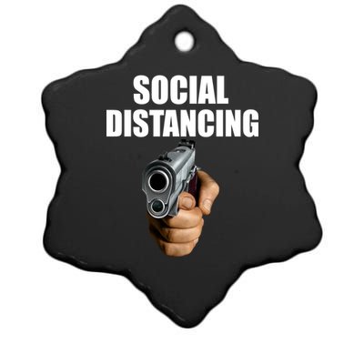 Funny Social Distancing Gun Ceramic Star Ornament