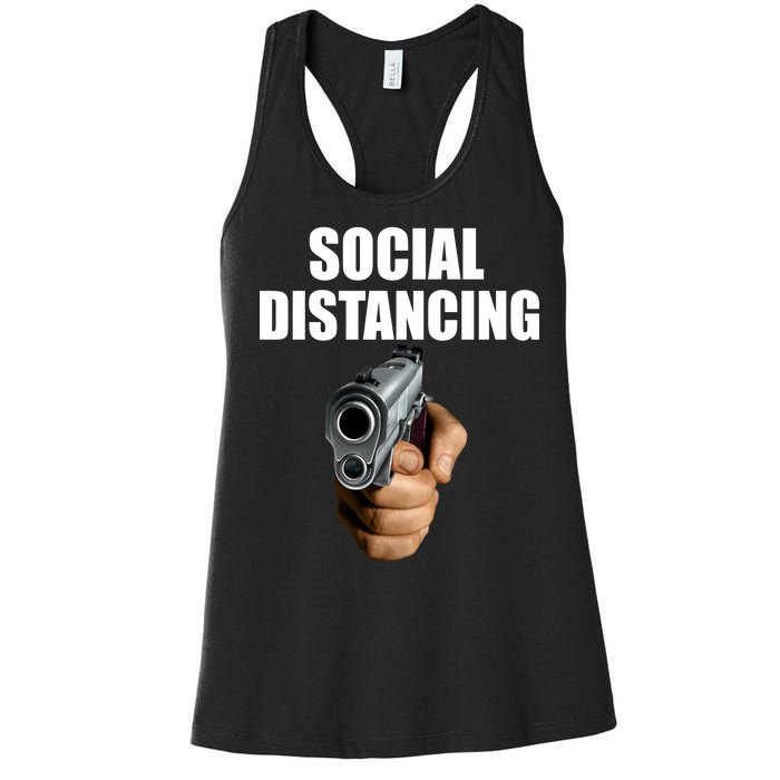 Funny Social Distancing Gun Women's Racerback Tank