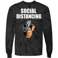 Funny Social Distancing Gun Tie-Dye Long Sleeve Shirt