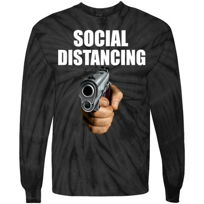 Funny Social Distancing Gun Tie-Dye Long Sleeve Shirt