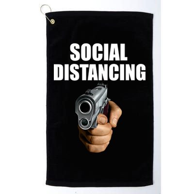 Funny Social Distancing Gun Golf Towel
