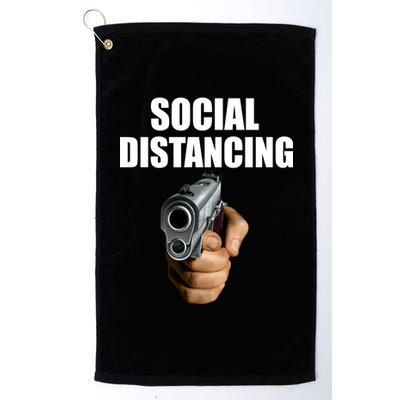 Funny Social Distancing Gun Platinum Collection Golf Towel