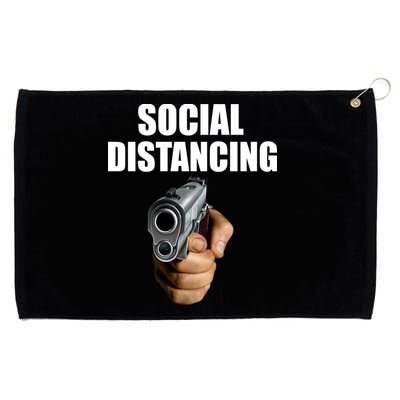 Funny Social Distancing Gun Grommeted Golf Towel