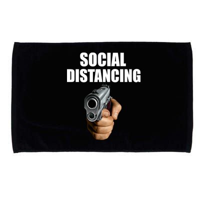 Funny Social Distancing Gun Microfiber Hand Towel