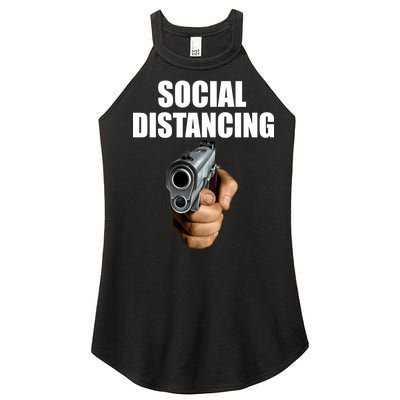 Funny Social Distancing Gun Women’s Perfect Tri Rocker Tank