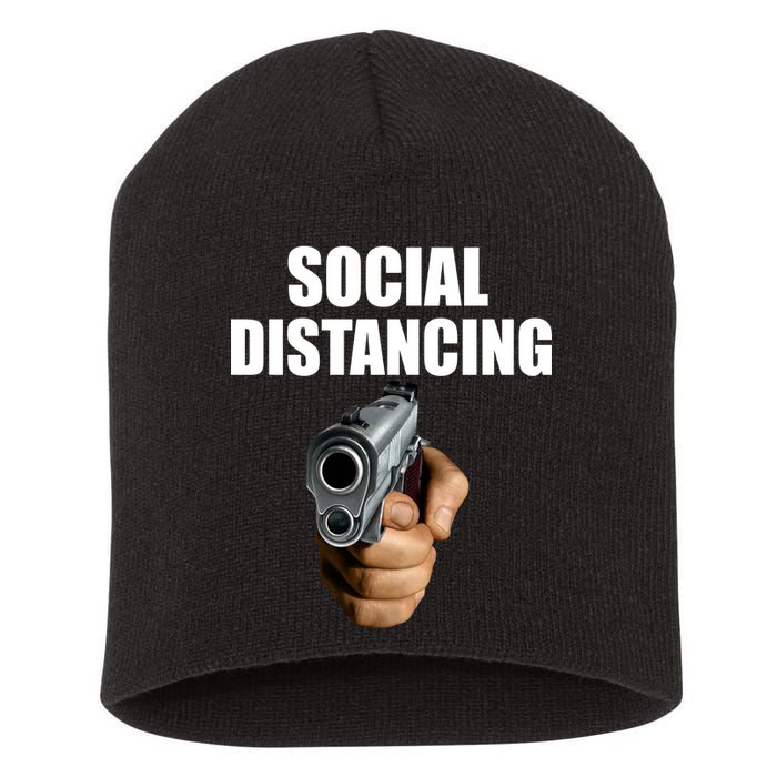 Funny Social Distancing Gun Short Acrylic Beanie