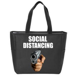 Funny Social Distancing Gun Zip Tote Bag