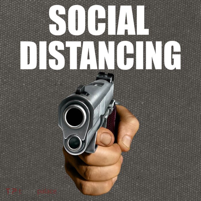 Funny Social Distancing Gun Cotton Canvas Backpack