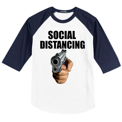 Funny Social Distancing Gun Baseball Sleeve Shirt