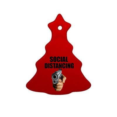 Funny Social Distancing Gun Ceramic Tree Ornament