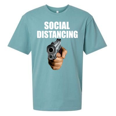 Funny Social Distancing Gun Sueded Cloud Jersey T-Shirt