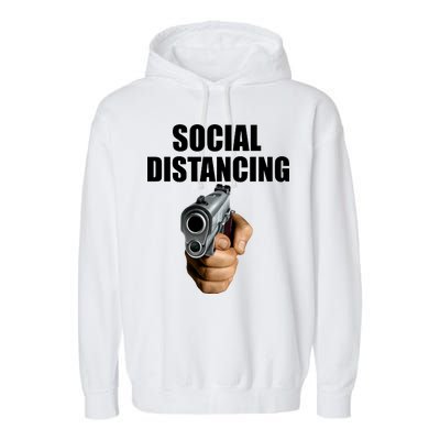 Funny Social Distancing Gun Garment-Dyed Fleece Hoodie