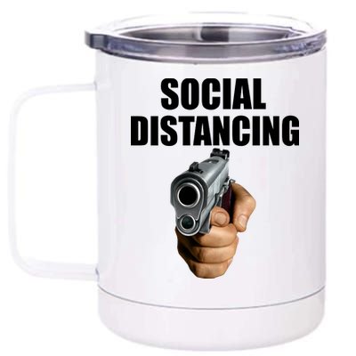 Funny Social Distancing Gun 12 oz Stainless Steel Tumbler Cup