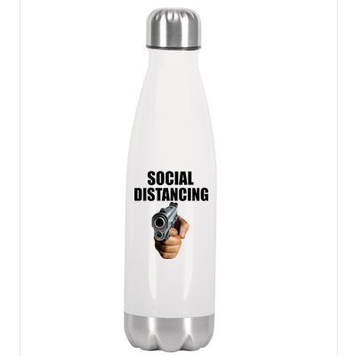 Funny Social Distancing Gun Stainless Steel Insulated Water Bottle