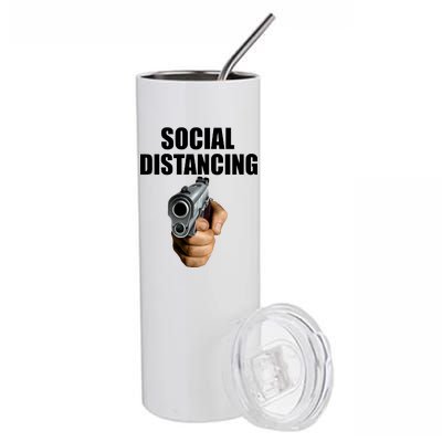 Funny Social Distancing Gun Stainless Steel Tumbler