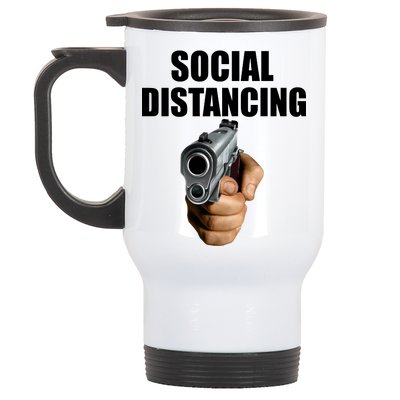 Funny Social Distancing Gun Stainless Steel Travel Mug