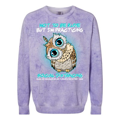 Funny Social Distancing Owl Meme Colorblast Crewneck Sweatshirt