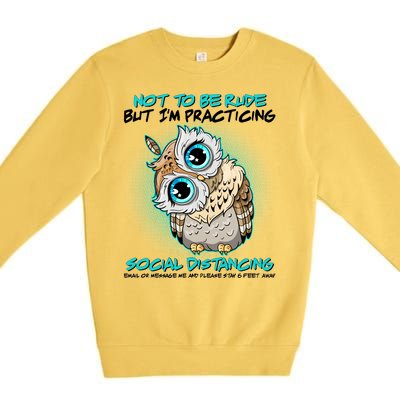 Funny Social Distancing Owl Meme Premium Crewneck Sweatshirt