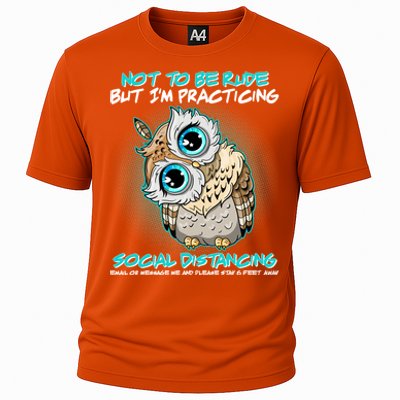 Funny Social Distancing Owl Meme Cooling Performance Crew T-Shirt