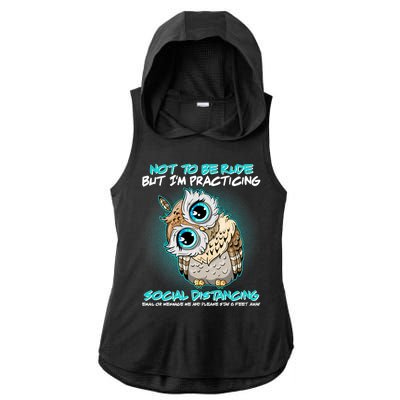 Funny Social Distancing Owl Meme Ladies PosiCharge Tri-Blend Wicking Draft Hoodie Tank