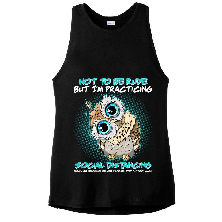 Funny Social Distancing Owl Meme Ladies PosiCharge Tri-Blend Wicking Tank