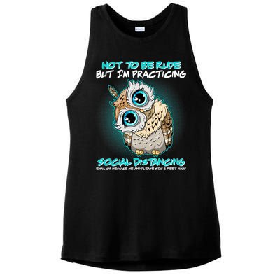 Funny Social Distancing Owl Meme Ladies PosiCharge Tri-Blend Wicking Tank