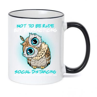 Funny Social Distancing Owl Meme 11oz Black Color Changing Mug