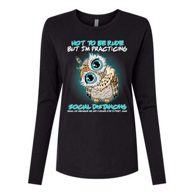 Funny Social Distancing Owl Meme Womens Cotton Relaxed Long Sleeve T-Shirt