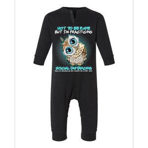 Funny Social Distancing Owl Meme Infant Fleece One Piece