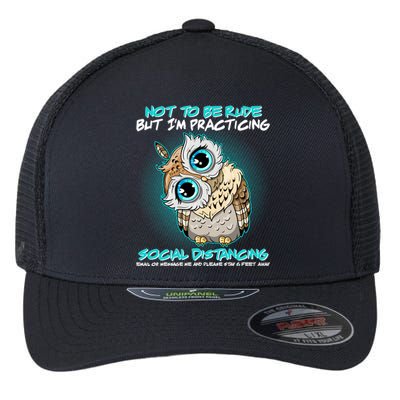 Funny Social Distancing Owl Meme Flexfit Unipanel Trucker Cap