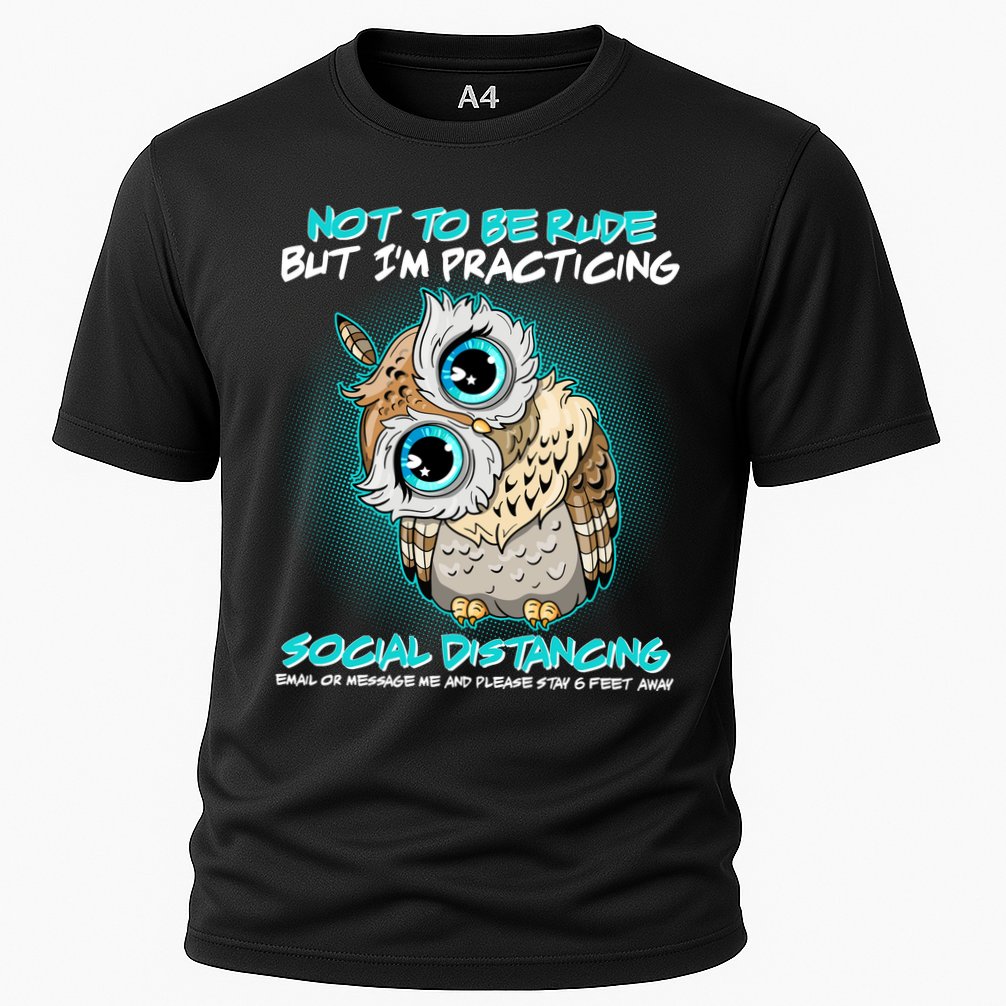 Funny Social Distancing Owl Meme Cooling Performance Crew T-Shirt
