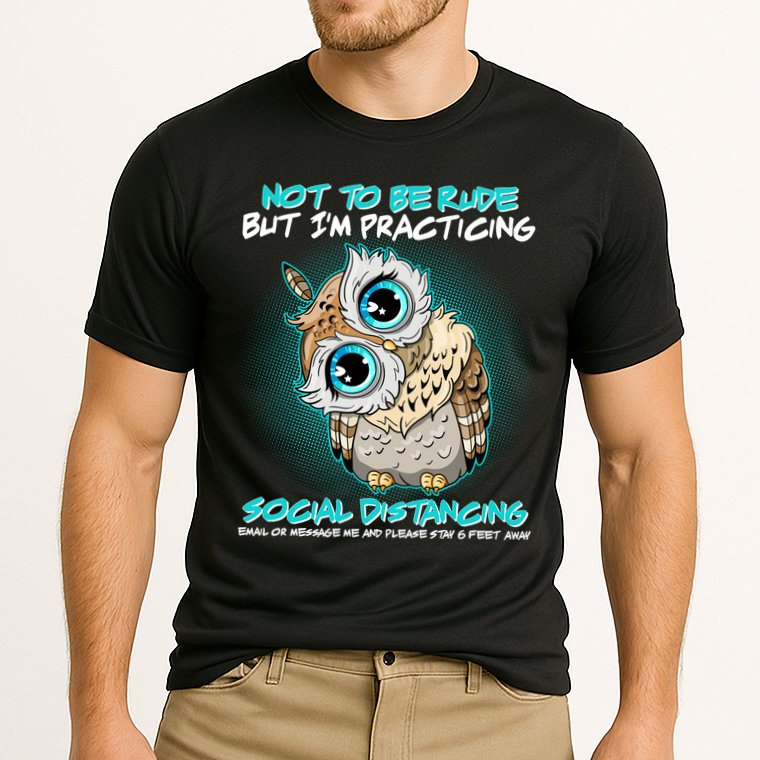 Funny Social Distancing Owl Meme Cooling Performance Crew T-Shirt