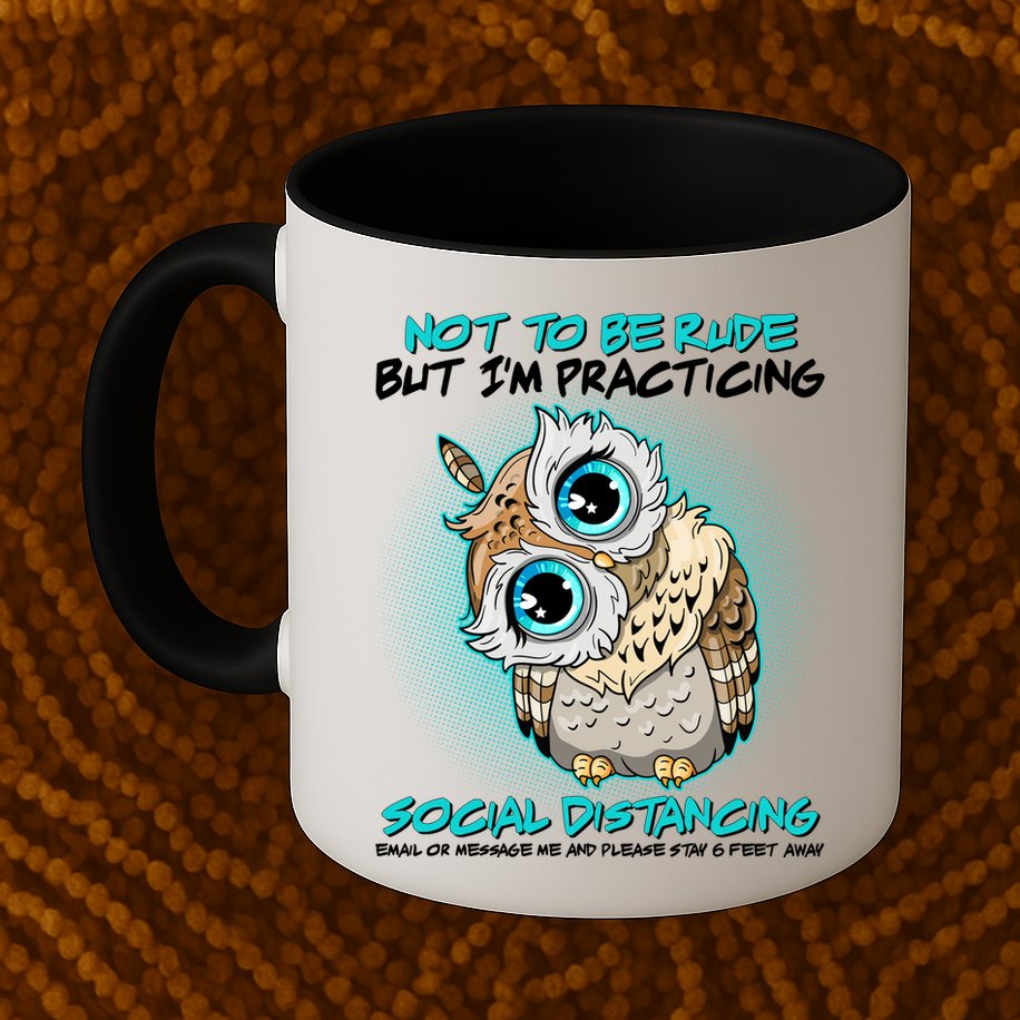 Funny Social Distancing Owl Meme Mug