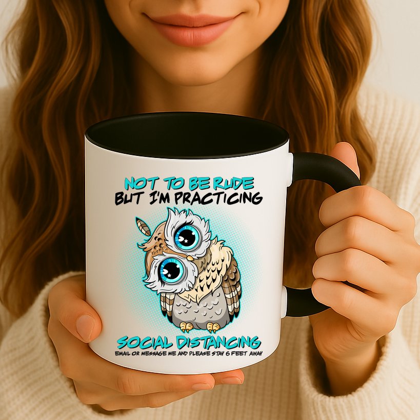 Funny Social Distancing Owl Meme Mug