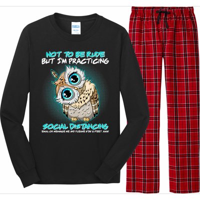 Funny Social Distancing Owl Meme Long Sleeve Pajama Set