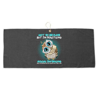 Funny Social Distancing Owl Meme Large Microfiber Waffle Golf Towel