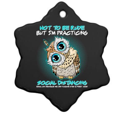 Funny Social Distancing Owl Meme Ceramic Star Ornament