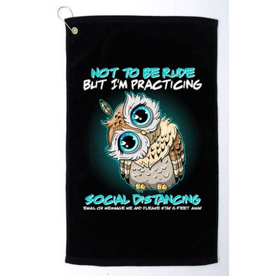 Funny Social Distancing Owl Meme Platinum Collection Golf Towel