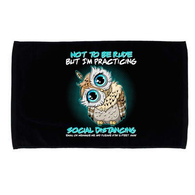 Funny Social Distancing Owl Meme Microfiber Hand Towel