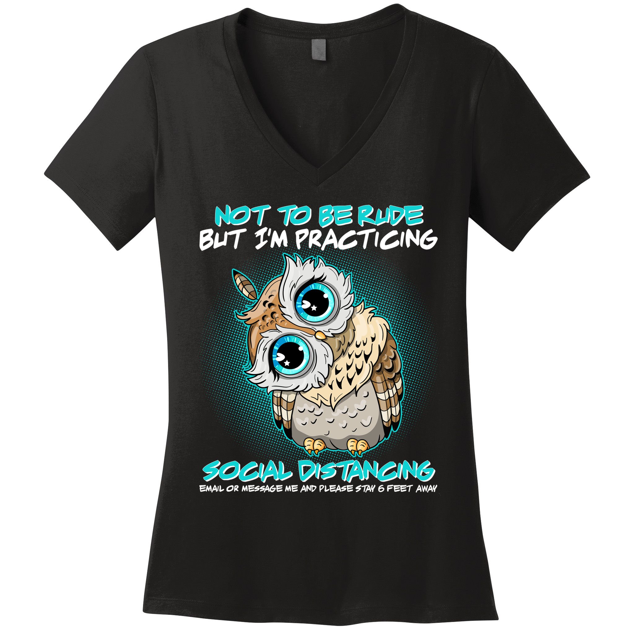 Funny Social Distancing Owl Meme Women's V-Neck T-Shirt