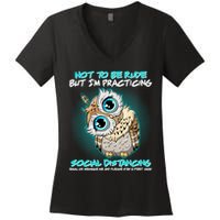 Funny Social Distancing Owl Meme Women's V-Neck T-Shirt