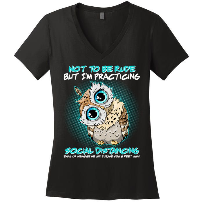 Funny Social Distancing Owl Meme Women's V-Neck T-Shirt