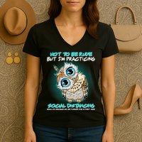 Funny Social Distancing Owl Meme Women's V-Neck T-Shirt