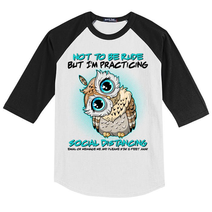 Funny Social Distancing Owl Meme Kids Colorblock Raglan Jersey