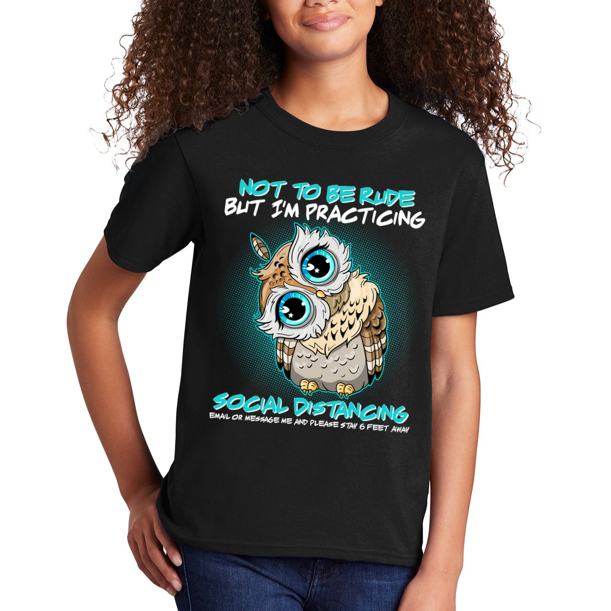 Funny Social Distancing Owl Meme Kids T-Shirt