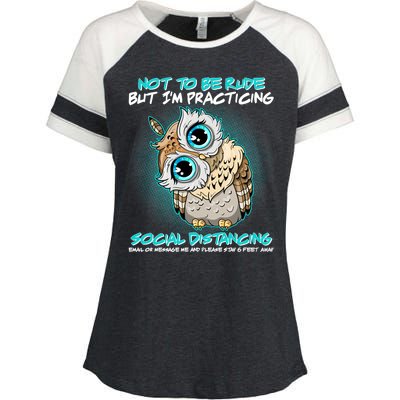 Funny Social Distancing Owl Meme Enza Ladies Jersey Colorblock Tee