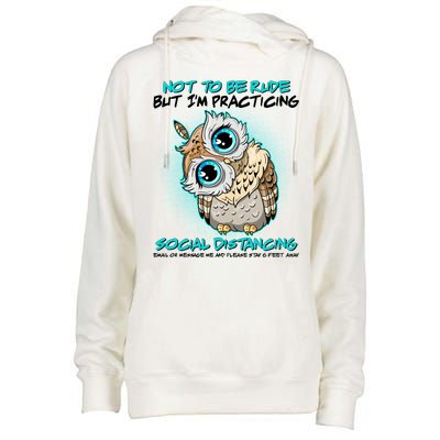 Funny Social Distancing Owl Meme Womens Funnel Neck Pullover Hood